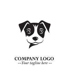 Cute Head of Dog Logo Symbol in Black on White Background with Modern Minimalist Design
