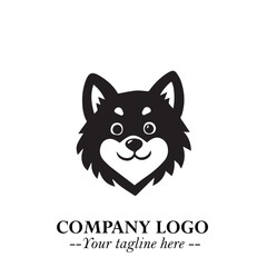 Cute Head of Dog Logo Symbol in Black on White Background with Modern Minimalist Design
