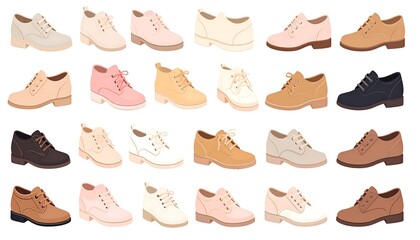 A collection of twenty-five assorted, colorful derby dress shoes