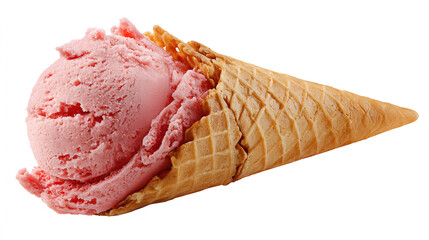 Pink ice cream scoop in waffle cone
