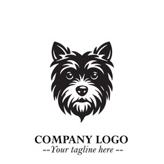 Cute Head of Dog Logo Symbol in Black on White Background with Modern Minimalist Design
