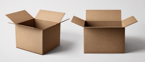 Open cardboard boxes displayed front view delivery packaging concept