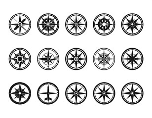 Fototapeta premium A collection of various black and white navigation compass designs