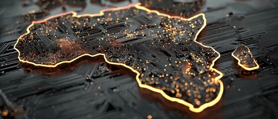 Africa map circuit board technology illustration conceptual design