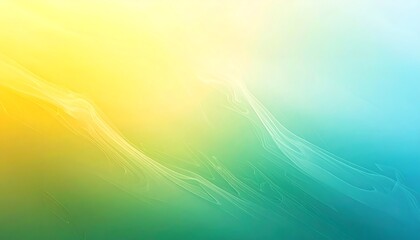 Abstract background with a smooth color gradient from yellow to green to blue, featuring subtle flowing light lines and ethereal patterns.