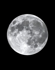Naklejka premium A detailed full moon, its craters and surface textures clearly visible