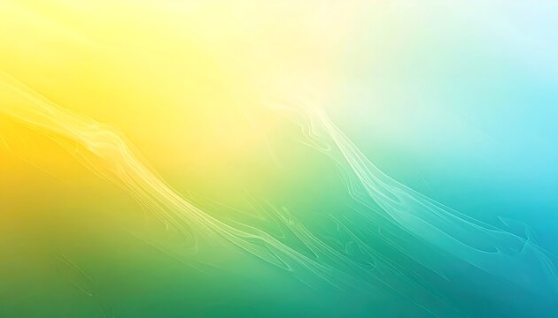 Abstract background with a smooth color gradient from yellow to green to blue, featuring subtle flowing light lines and ethereal patterns.