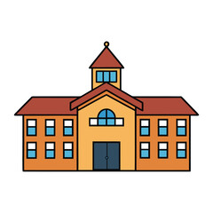 A large school building with bright classrooms, tall windows, and a welcoming entrance, surrounded by a playground and greenery, filled with learning and laughter.
