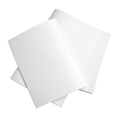 Stacked, blank white papers, book open on top