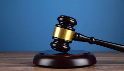 木製オークションハンマーの金属光沢が重厚感を与えるビジネスシーンの印象的構図