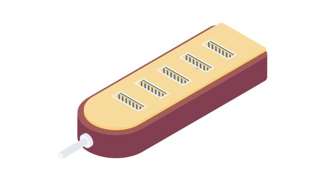 A brown power strip featuring multiple outlets, a plug, and a cord for connecting to an electrical source.
