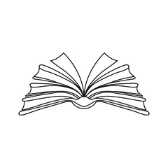Open Book Outline Vector Illustration Symbolizing Knowledge Education and Reading for Learning and Discovery isolated on White Background