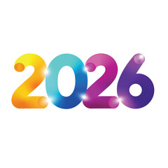 Vector art of colorful 3d 2026 numbers with gradient colors and light effects