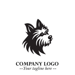 Cute Head of Dog Logo Symbol in Black on White Background with Modern Minimalist Design

