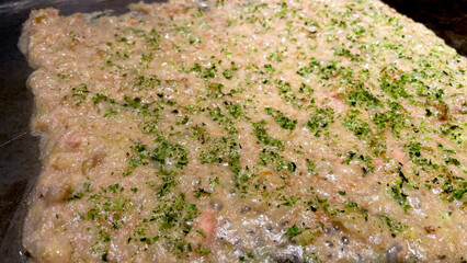 ねぎチーズ明太子のもんじゃ焼き