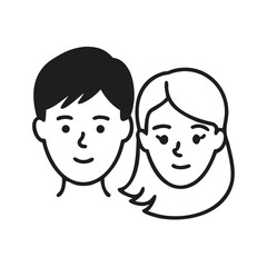 Male and female face
