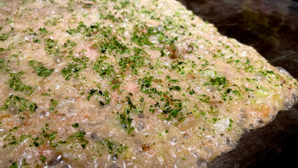 ねぎチーズ明太子のもんじゃ焼き