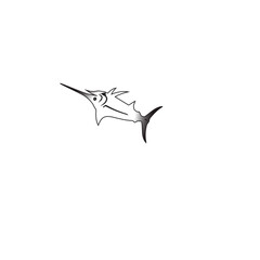 Minimalist line art drawing of a swordfish.