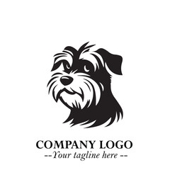 Cute Head of Dog Logo Symbol in Black on White Background with Modern Minimalist Design
