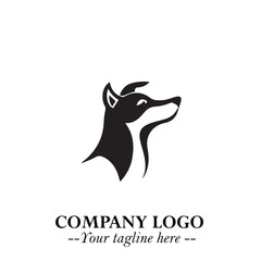 Cute Head of Dog Logo Symbol in Black on White Background with Modern Minimalist Design
