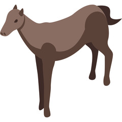 Brown Horse Standing Still With A Transparent Background In A Stylized Illustration