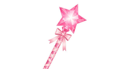 Sparkling pink star wand with ribbon for magical princess, perfect for fantasy stories and children's illustrations