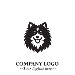 Cute Head of Dog Logo Symbol in Black on White Background with Modern Minimalist Design
