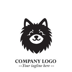 Fototapeta premium Cute Head of Dog Logo Symbol in Black on White Background with Modern Minimalist Design 