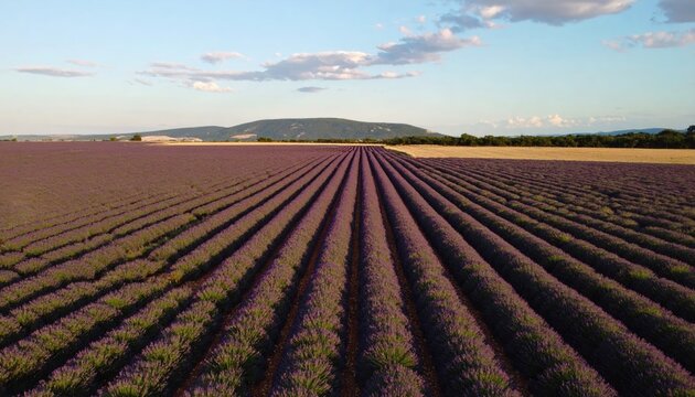 Aerial View of Lavender Fields at Golden Hour - Powered by Adobe