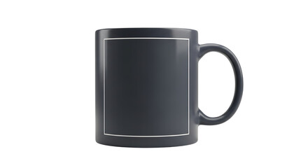 Modern dark grey mug with a white frame for branding, perfect for showcasing designs and logos professionally