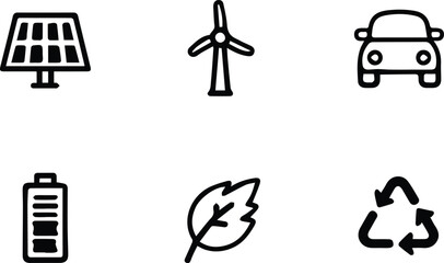 Fototapeta premium Green and reusable icon sets vector illustration on white background 