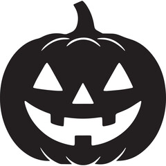 halloween jack o lantern black shape icon silhouette vector flat illustration design on white background