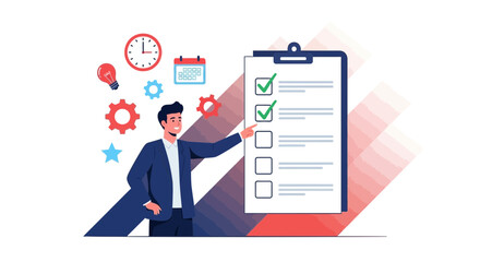 Business Professional Showing Checklist and Time Management Conceptualized Workflow