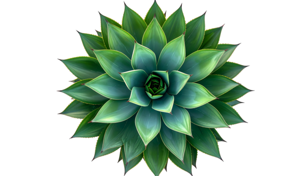 Overhead view of a succulent plant with deep green and teal leaves radiating outwards