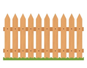 Cartoon depiction of a simple, wooden picket fence over grassy ground