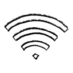 Hand drawn free wifi spot zone sign Public wi-fi area sign Wireless internet clipart in doodle style Single element for print, web, design, decor 3G, 4G, 5G, 6G, IoT