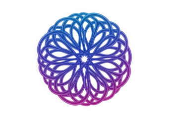 Intricate geometric mandala pattern with vibrant blue and purple gradient on a clean white background