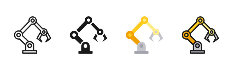 Robotic Arm Icon Pack In Multiple Styles