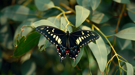 Butterfly on green leaf