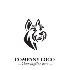 Cute Head of Dog Logo Symbol in Black on White Background with Modern Minimalist Design

