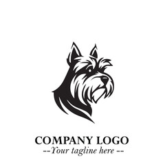 Cute Head of Dog Logo Symbol in Black on White Background with Modern Minimalist Design
