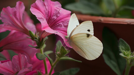 Butterfly on pink flower
