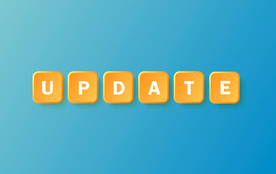 Update concept with orange buttons on a blue background