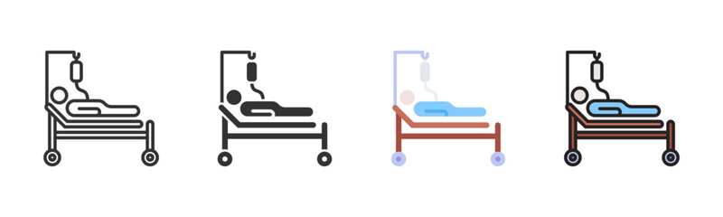 Hospital Bed Icon Pack In Multiple Styles
