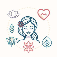 Cute girls take care of face skin at spa and at home. Multi ethnic women apply cosmetic cream and do face massage and treatment. Flat vector illustration set isolated on white background.