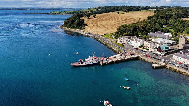 Aerial view of Strangford to Portaferry Ferry on Strangford Down Northern Ireland 10-29-2025