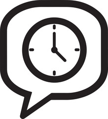 Vector art of clock inside a speech bubble icon, representing time for communication or a deadline icon on