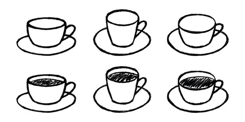 Fototapeta premium Set of cute hand drawn cup of tea or coffee Simple mug clipart Cozy home doodle Single element for design