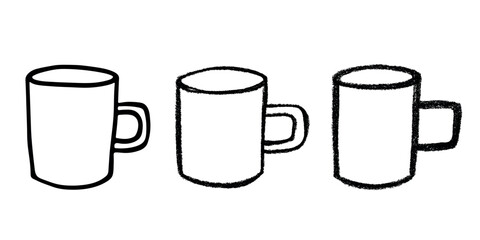 Set of cute hand drawn cup of tea or coffee Simple mug clipart Cozy home doodle Single element for design