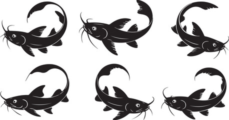 catfish silhouette design with white background